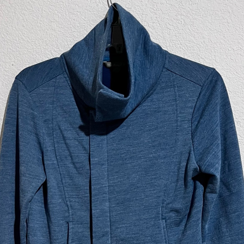 SmartWool Blue Merino Wool Front Zip Convertible Magnetic Collar Jacket Small - Picture 6 of 15